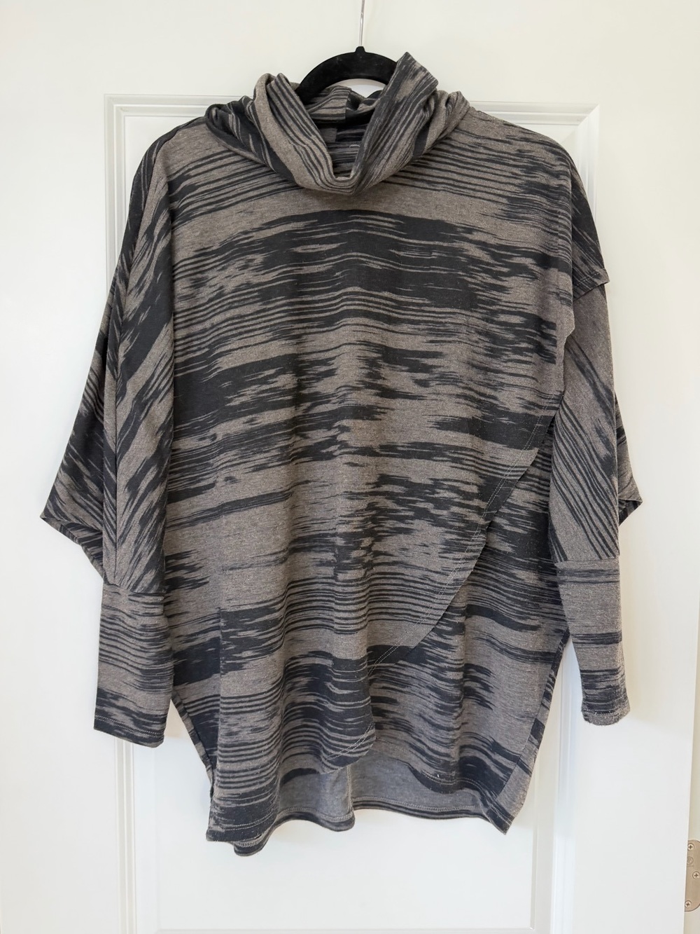 Chelsea & Theodore Gray and Charcoal Patterned Turtleneck Sweater